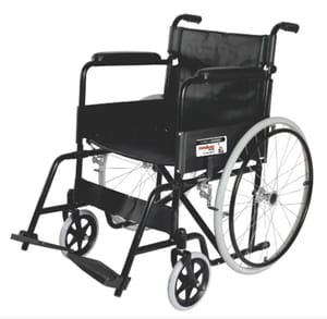 OH 370BLK - POWDER COATED FRAME WHEELCHAIR WITH BACK FOLDING & BRAKE ASSIST - FULL