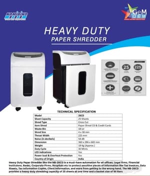 Cross Cut Paper Shredder Machine / Office Paper Shredder/ Nb26cd