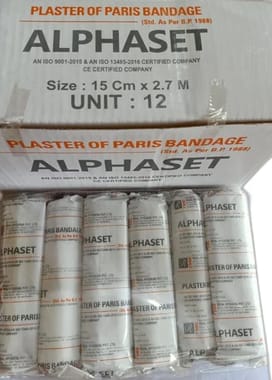 White Cotton Plaster of Paris (POP Bandage) 15 CM, Size: 15cm X 2.5mtrs, 6 Inch