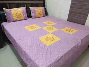 ABC Textile Pure Cotton Embroidery Bedsheet With 2 Pillow Covers - 220TC - (90x100) Inches