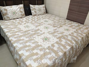 Embroidery Double Size Bedsheet with 2 Pillow Covers 240TC (90x100 Inches)