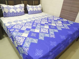 Floral Printed Bed Sheets Pure Cotton Double Bedsheet & 2 Pillow Covers, For Home, Size: Queen Size (230x260) cm