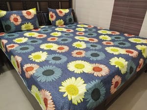 ABC Textile Queen Size Double Bedsheet with 2 Pillow Covers - Mix Cotton - (90x100 Inches)