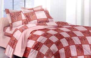 ABC Textile Printed Super King Size Bedsheet With 2 Pillow Covers - Check Pattern - (95x120 Inches)