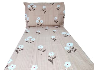 ABC Pure Cotton Printed Single Size Bedsheet with 2 Pillow Covers (55x90 Inches)