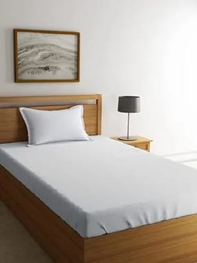 Abc Textile Pure Cotton White Plain Single Bedsheet With 1 Pillow Cover 250tc (60x90 Inches)