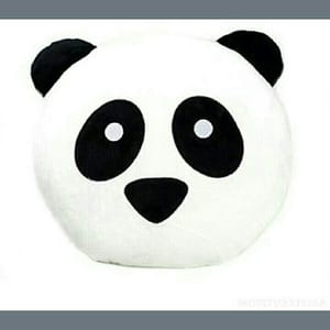 Fiber Unisex Kids Emoji Panda Pillow Set Of 1 White & Black Color, Size/dimension: 16x16 Inch, Size: Large
