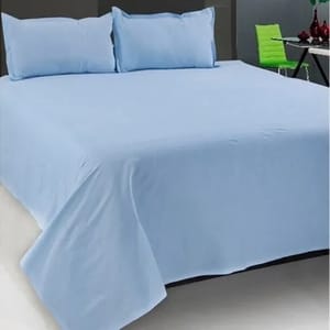 ABC Textile Pure Cotton Hospital Blue Color Double Bedsheet with 2 Pillow Covers