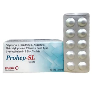 Prohep-SL Tab (Silymain, L-Ornithine L-Aspartate, N-Acetylcysteine,Vit,Folic Acid Etc)
