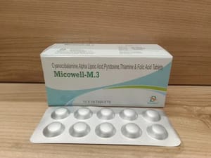 MICOWELL-M-3 Alpha Lipoic Acid & Cyanocobalamin Tablets, Packaging Type: Alu Alu, Packaging Size: 10 X 10