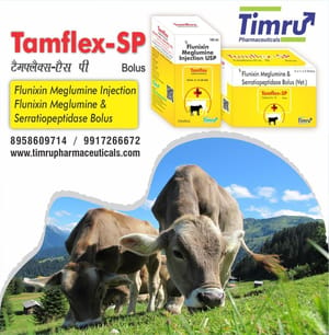 Tamflex-SP Flunixin Meglumine and Serratiopeptidase Bolus, Timru Pharmaceuticals, Prescription