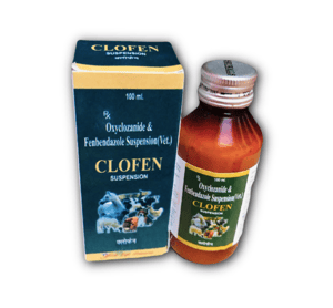 Clofen Oxyclozanide & Fenbendazole Suspension(Vet) For Veterinary, Packaging Size: 100 mL