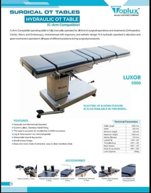 C Arm Compatible Hydraulic Ot Table