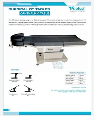 Ophthalmic OT table