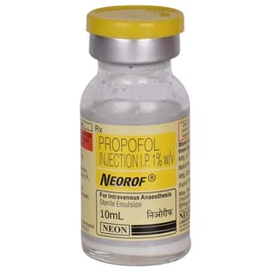 Liquid Sterile emulsion Neon Neorof Propofol Injection, For single use only, Treatment: For Intravenous Anesthesia