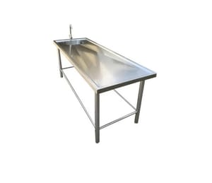 Science And Surgical Silver Anatomy Procedure Autopsy Table, Size: 2000(L) x 800(W) x 850(H) mm