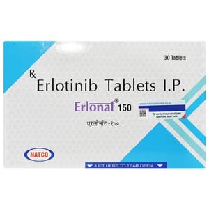 Erlonat 150 mg Erlotinib Medicine, Natco Pharma Ltd, Packaging Size: Each Packet 30 Tablet