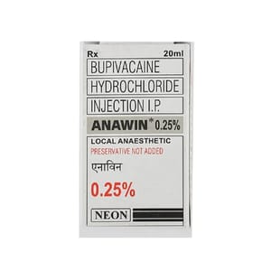 Bupivacaine Hydrochloride Injection, 0.25%, 20ml