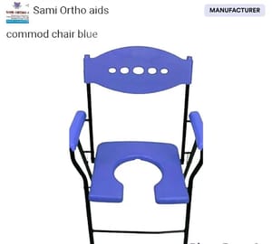 Blue Commode Chair With Handle, Type of Chair: Foldable, Size: Standard