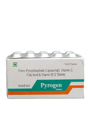 Ferric pyrophosphate(Liposomal)+Vit C + Folic Acid + Vit B12 Tab (Pyrogen)