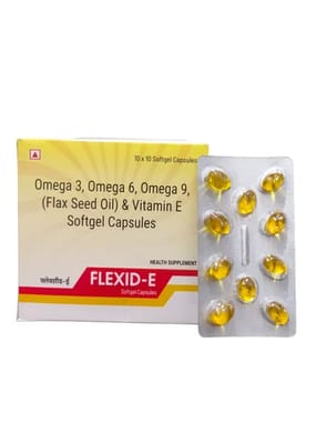 Omega3. Omega 6, Omega 9, (Flax Seed Oil) & Vitamin E Softgel Capsules (Flexid-E)