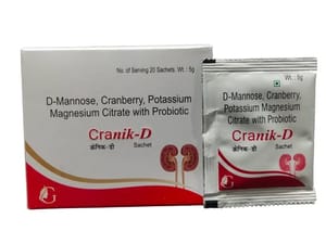 D-Mannose, Cranberry,Potassium Magnesium Citrate with Probiotic Sachet (Cranik-D)