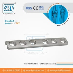 Orthopaedic Implant Small D.C. Plate, Thickness: 4mm, Size: 6hole