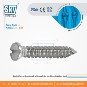 2mm Self Tapping Cortical Screws, Size: 6mm
