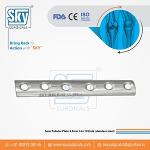 Sky ss Semi Tubular Plate, Thickness: 1.5mm, Size: 7 Hole