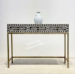 Bone Inlay Floral Design Console Table