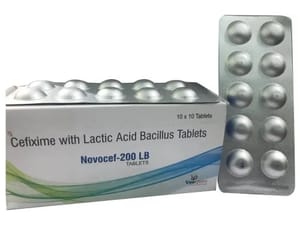Novocef-200LB (Cefixime 200MG With Lactic Acid Bacillus Tablets), Prescription, Treatment: Bacterial Infections