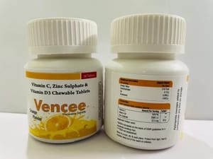 Vencee- D ( Vitamin C+ Zinc + Vitamin D3 Chewable Tablets), Pack of 30