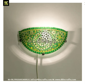 Dlite Crafts Multicolor Glass Mosaic Half Moon Wall Lamp, 40