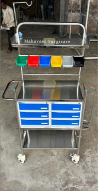 Stainless Steel Silver Crash Cart Trolley, Size: Standard