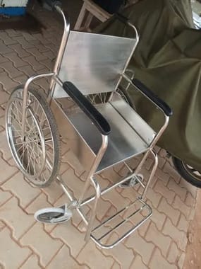Silver Fixed Stainless Steel Wheelchair