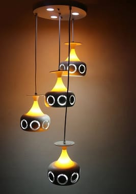 Pradhuman Stainless Steel,Glass Designer Hanging Lamp, For Decoration, 10 Watt