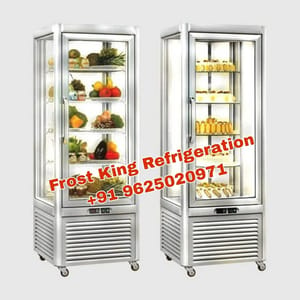 Stainless Steel Square Cake Display Vertical Rotary Cooler, For Bakery