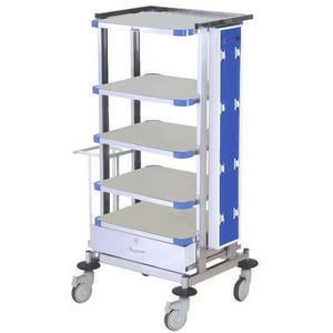 Cliniva White and Blue Multi Laparoscopy Trolley, For Hospitals And Clinic