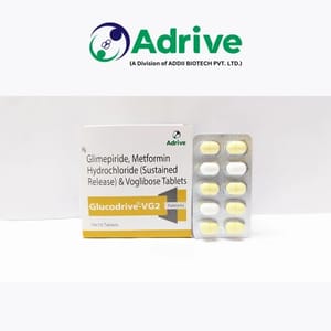 Metformin Hydrochloride 500 mg (As sustained release form) Glimepiride 2 mg Voglibose 0.2 mg