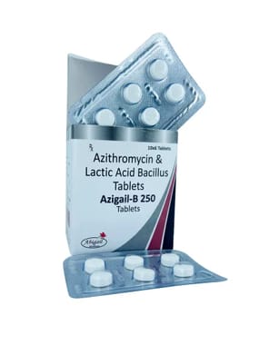 AZIGAIL-B 250 TAB Azithromycin 250 Mg + Lactic Acid Bacillus 60 Millons Spores