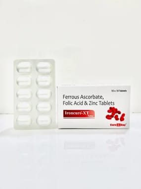 Ferrous Ascorbate 100mg+Folic Acid 1.5mg+Zinc 7.5mg (IRONCURE-XT)